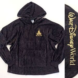NEW Walt Disney World Spirit Velour Hoodie 50th Anniversary Blk/Gold Threads XXL